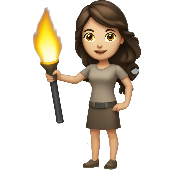 Brunette woman holding torch emoji