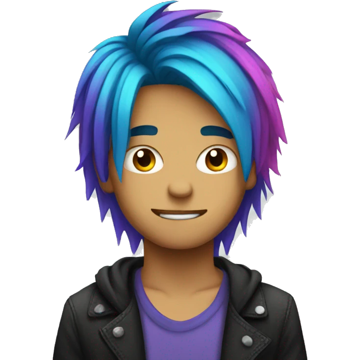 emo guy with colorful hair emoji