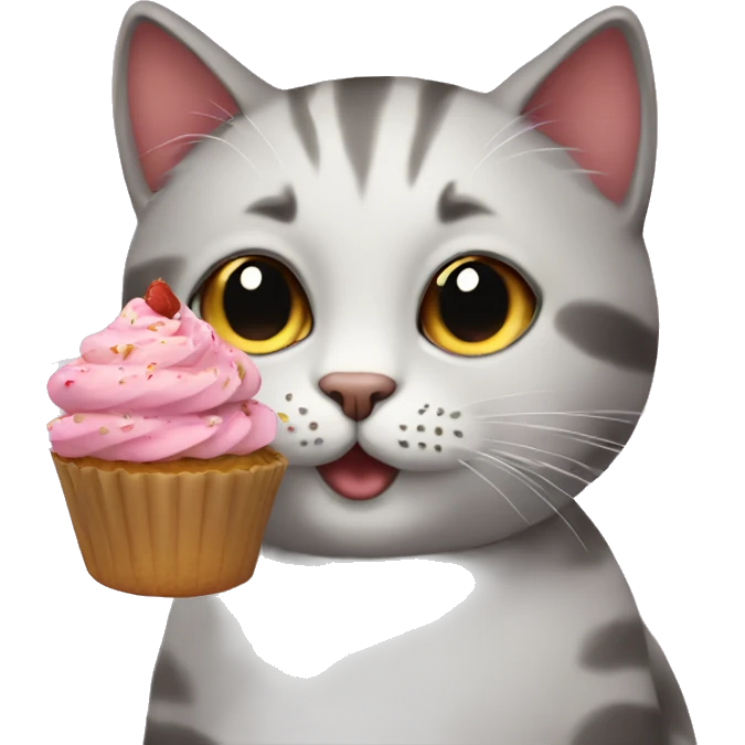 Cat with a cupcake emoji