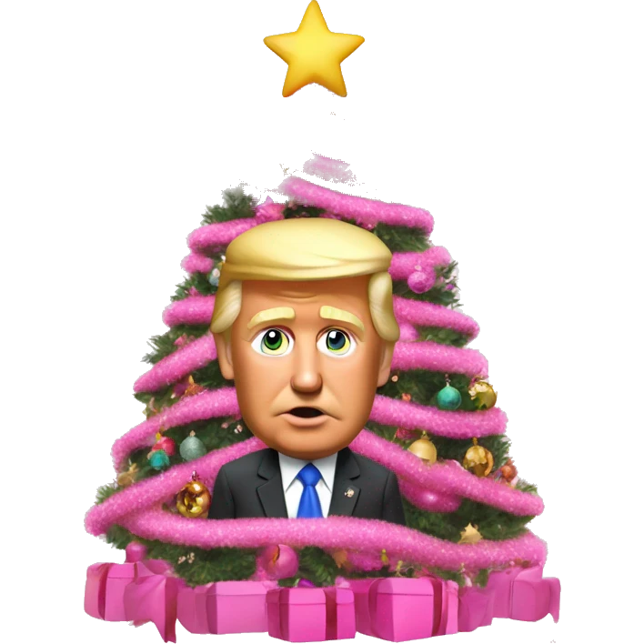 realistic trump decorating a pink christmas tree  emoji