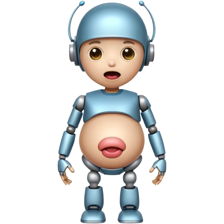 boy robot looking surprised with pregnant and looks funny and has a freaky tounge emoji