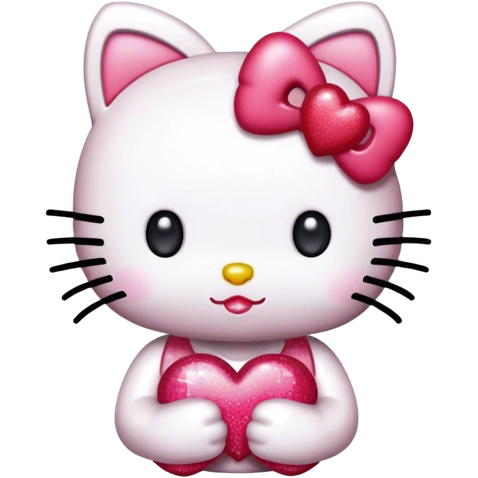 Hello kitty with hearts and glitter emoji