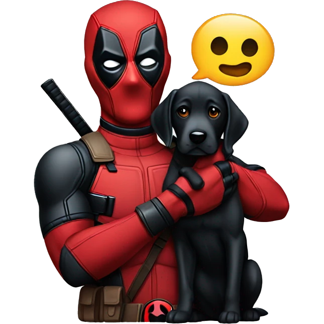 Deadpool holding black lab emoji