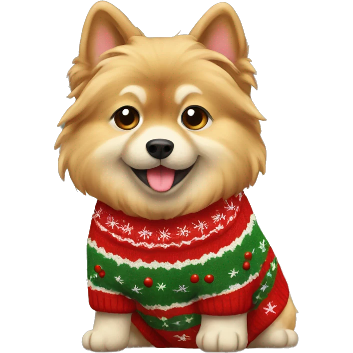 Zwergspitz wearing christmas Sweater  emoji