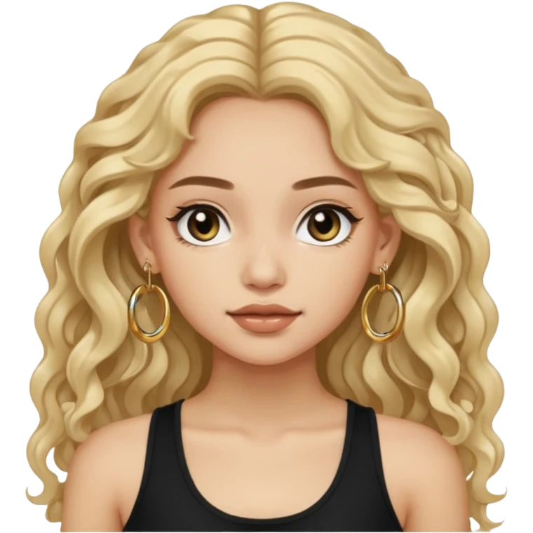 Im a girl whos lightskin, i have wavy long hair and i usually wear a black crop top with small gold hoop earrings emoji