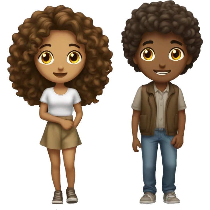 brunnete female with curly brown boy walkig emoji