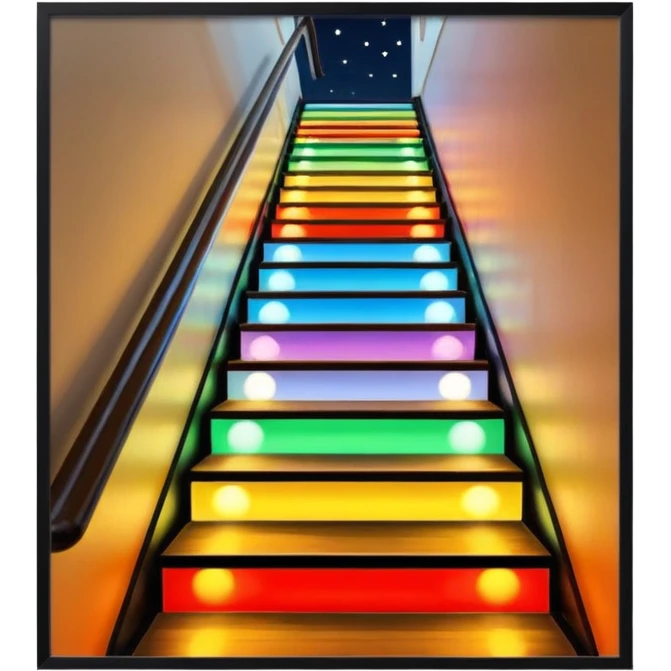 Lights up stairs 1 at floor looking down stairs emoji