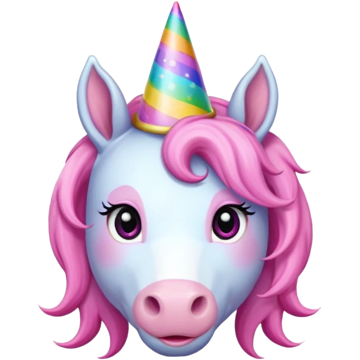 unicorn face cute wearing hat emoji