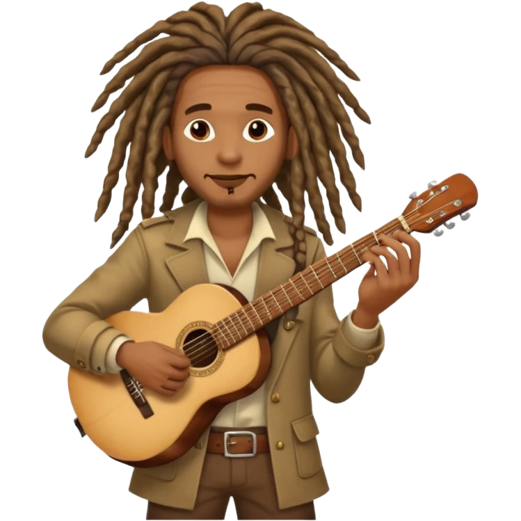 Musician with dreadlocks and Cuba ciga and guitar emoji
