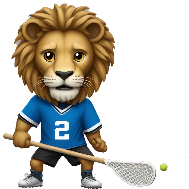 lion playing lacrosse in blackjersey emoji