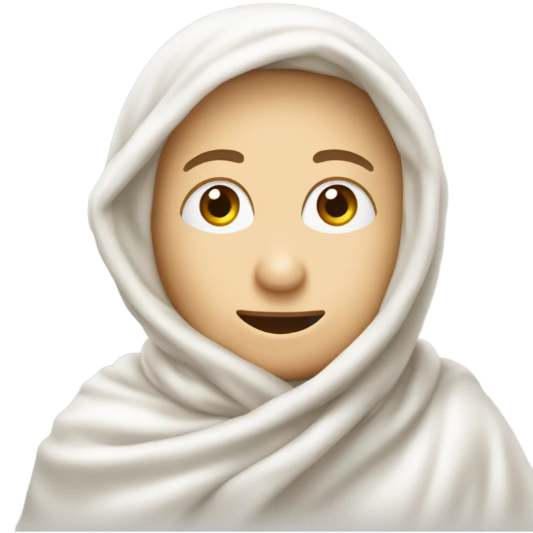 Eine weiße Malteserin in einer Decke emoji