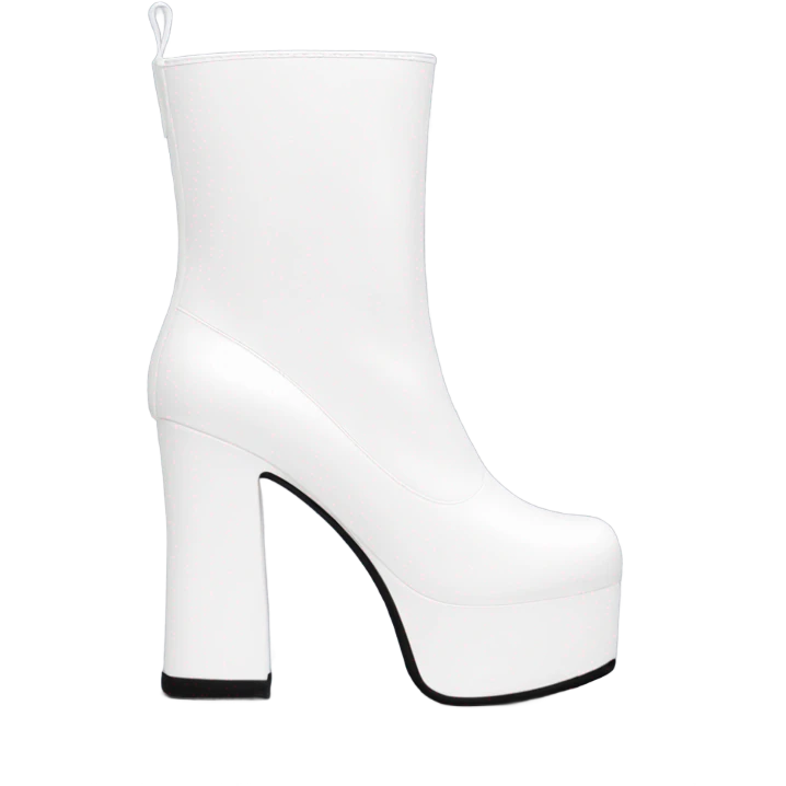 White platform Gogo boots emoji