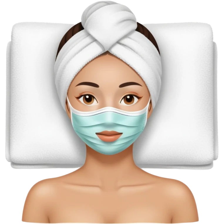 Lady with face mask spa beauty full face relaxing emoji
