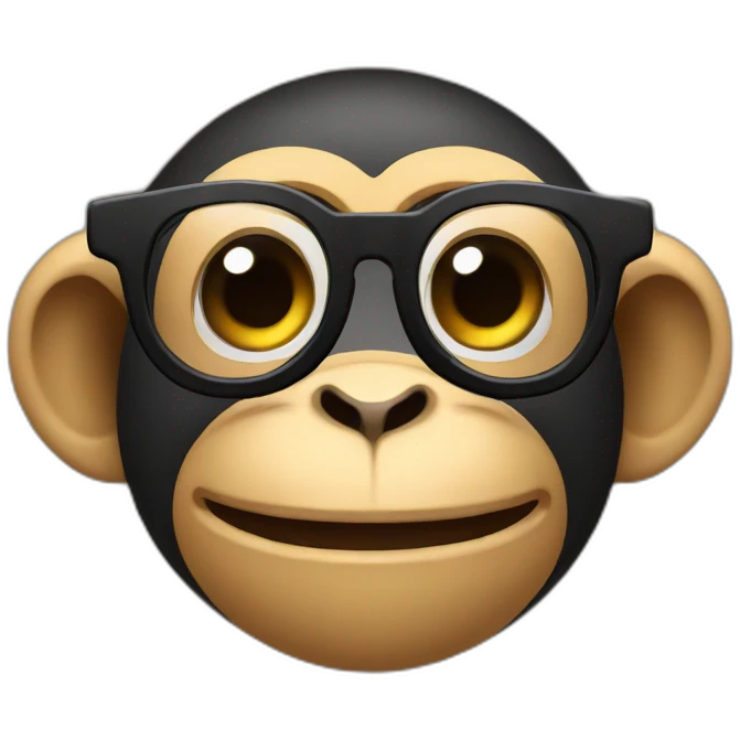 Monkey with glasses smiling with black  braces  emoji