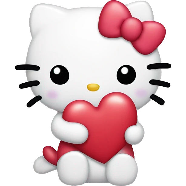 Hello Kitty holding a heart emoji