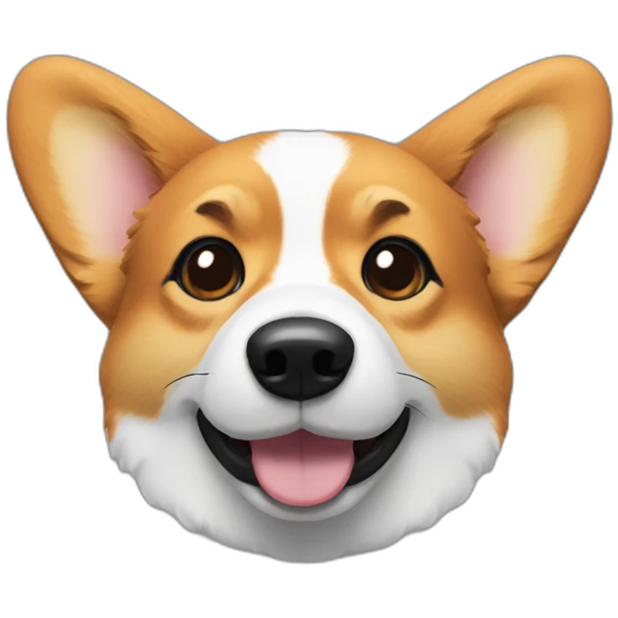 Corgi head with ears flapped down and black instead of white fur emoji