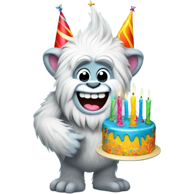 Yeti saying happy birthday  emoji