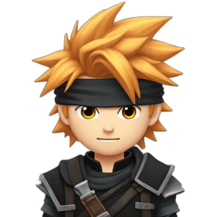 Ginger cloud strife with ninja clothes black emoji