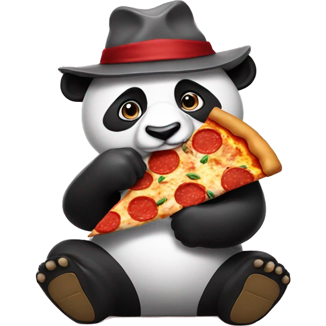 Panda eating pizza and hat emoji