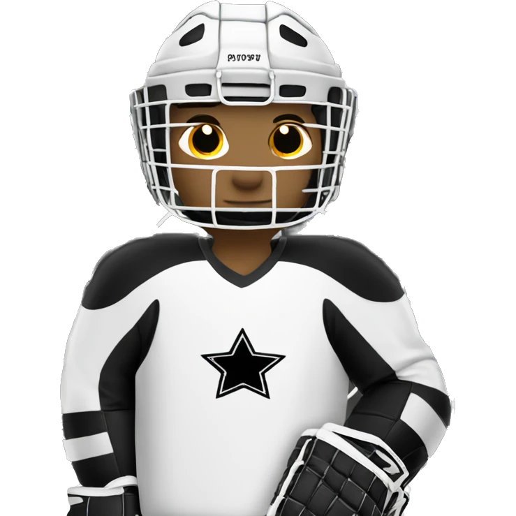 Hockey goalkeeper in black and white uniform emoji