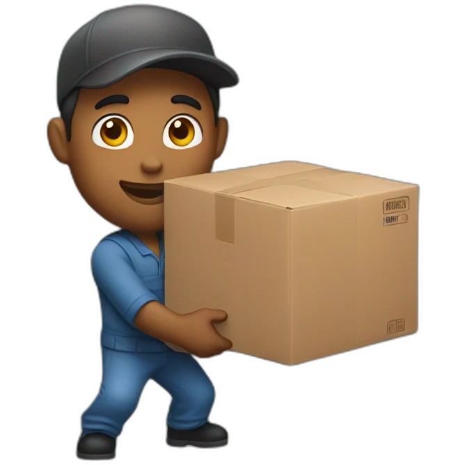 a delivery guy handles a box emoji
