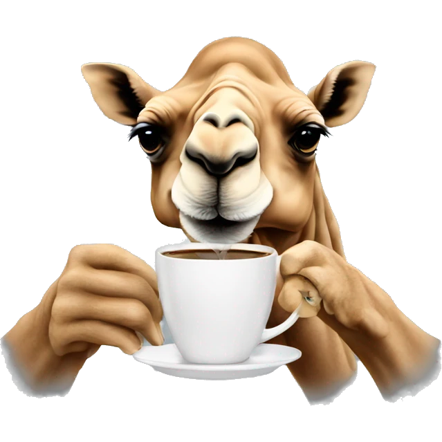 a camel drinking a coffee emoji