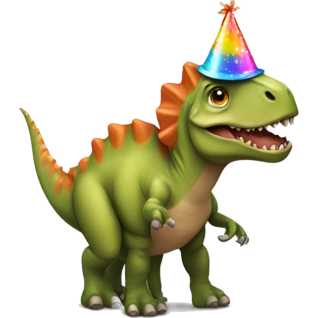 Dinosaur with party hat emoji