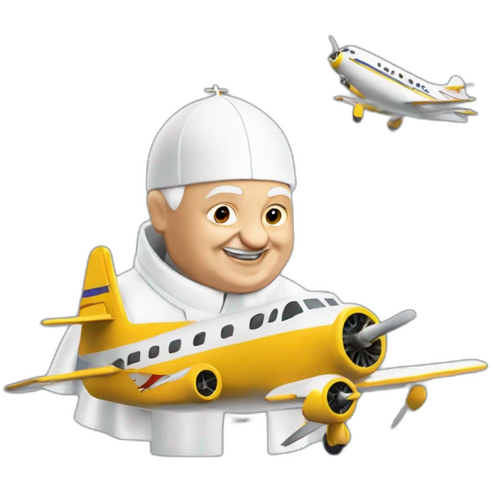 Pope John XXIII flying a plane emoji