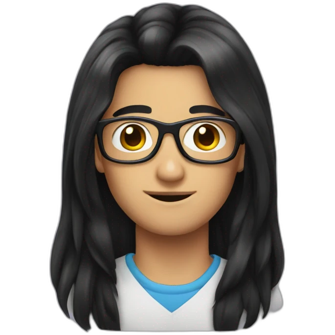 Long black hair nerd emoji