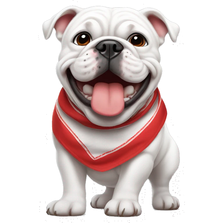 uga white bulldog wearing red bandana smiling emoji