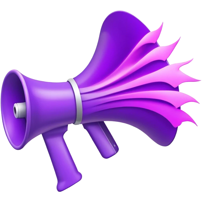 a megaphone with three purple sound waves from it emoji