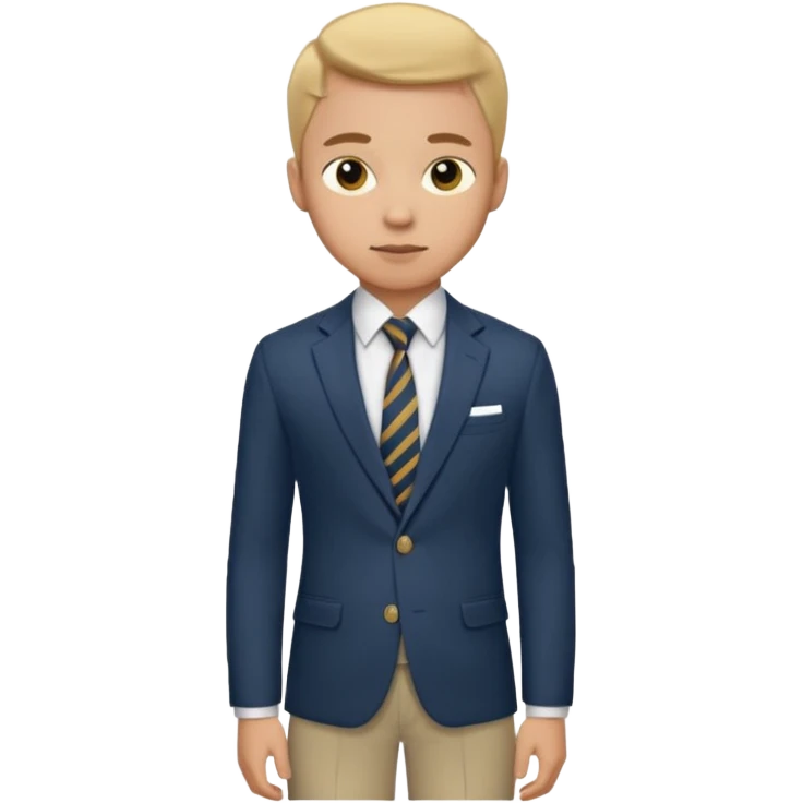 Young man, tailored trousers, a crisp button-down shirt, a blazer, and tie

 emoji