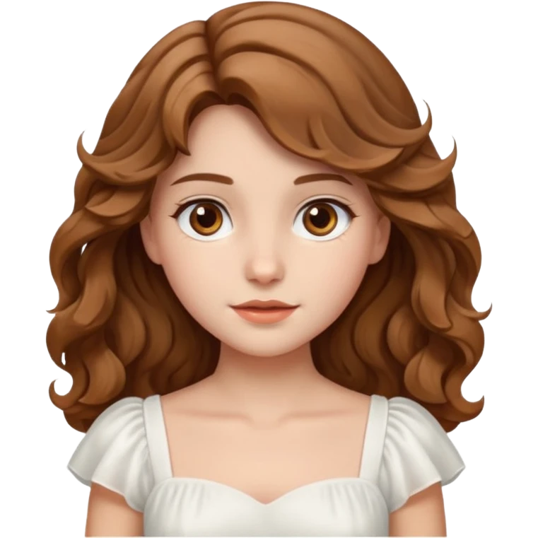 Açık kumral saçları olan, dalgalı kabarık saçlı beyaz tenli kahverengi gözlü bir kız çizer misinn emoji