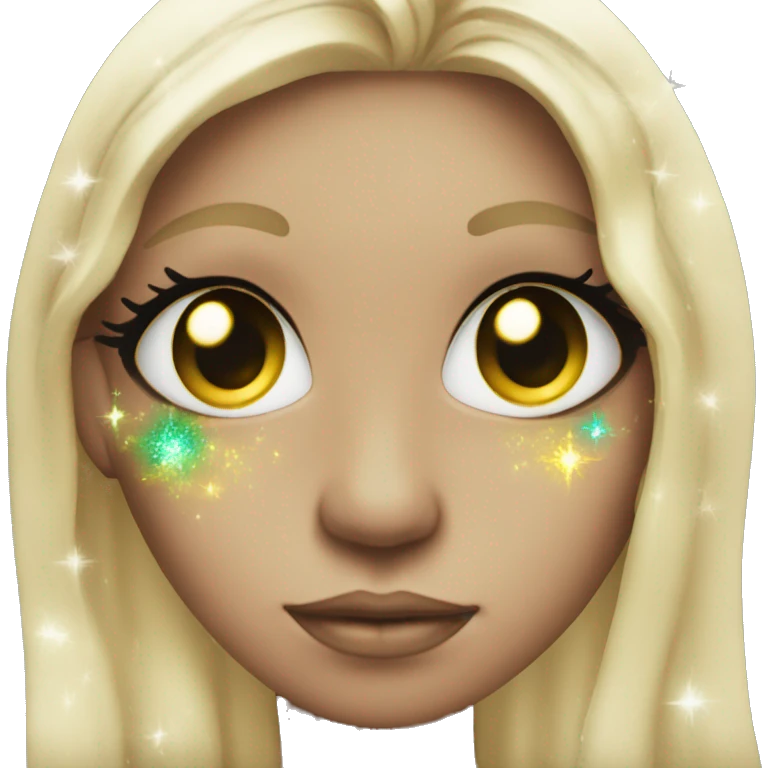 Sparkly eyes with peace sign emoji