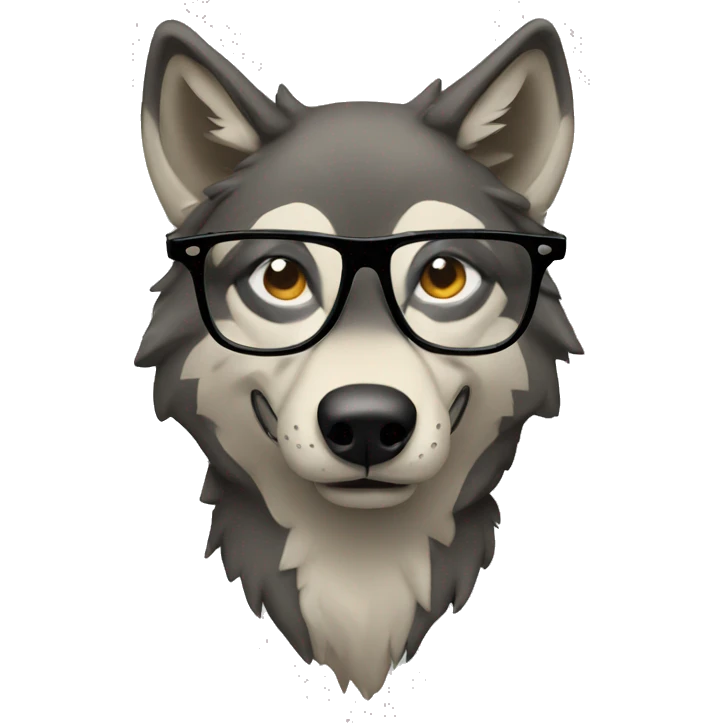 Wolf with glasses emoji