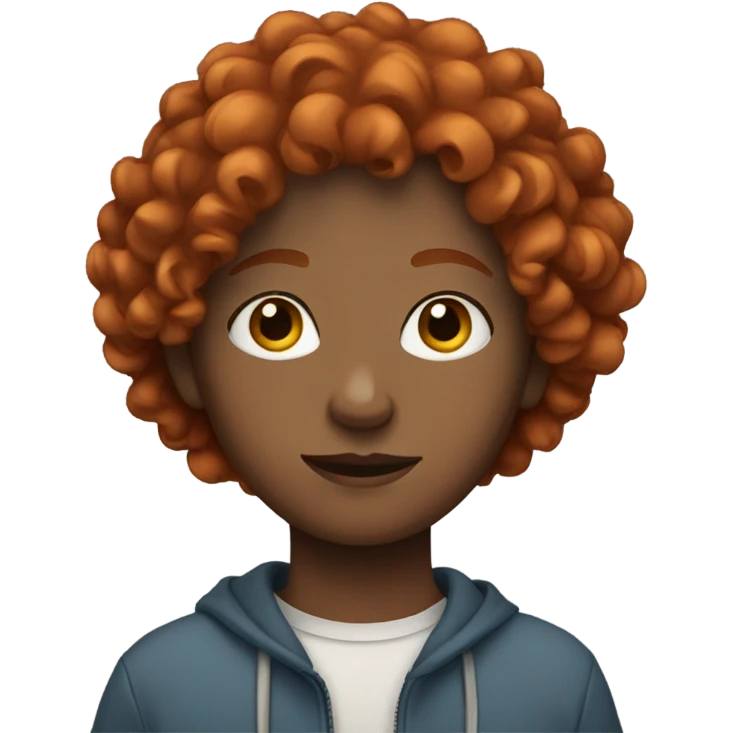 teenager with short curly hair with red color emoji
