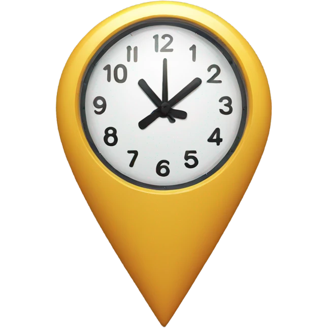 location pin with clock inside of it emoji