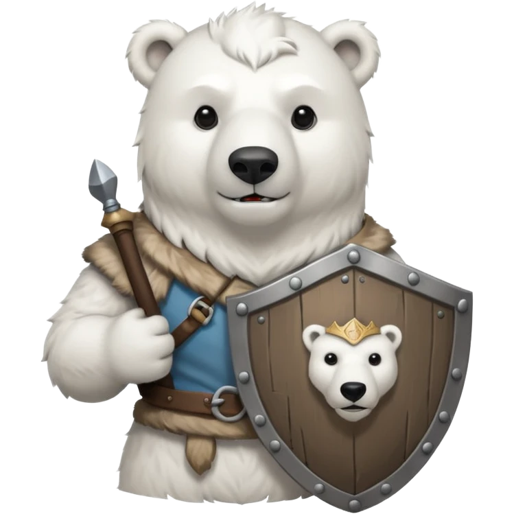 Polar Bear viking hold shield emoji
