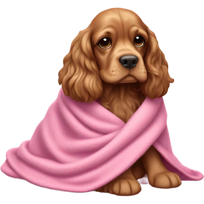 Cocker spaniel in a pink blanket emoji