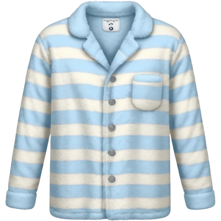 emoji of an isolated fluffy fleece pajama top with soft pastel stripes, plush fuzzy texture, light grey and pastel blue tones, button-down long sleeves, neatly folded flat-lay, no person, no body, no mannequin, cozy warm winter mood, soft shading emoji