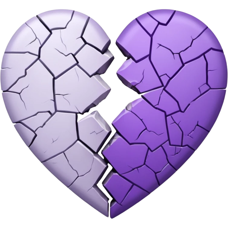 coração quebrado metade branco metade roxo emoji