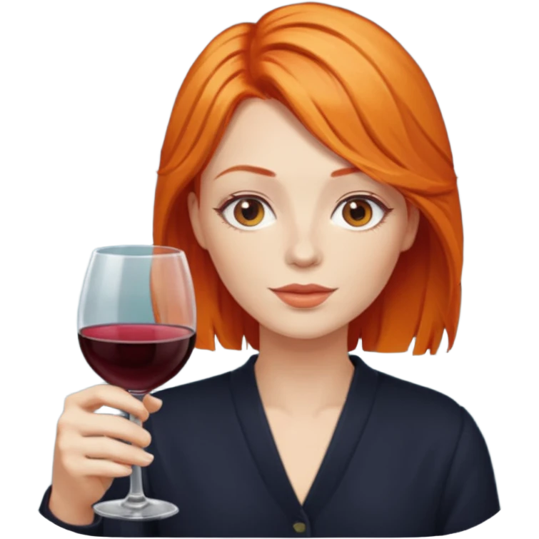 orange hair drinking wine emoji