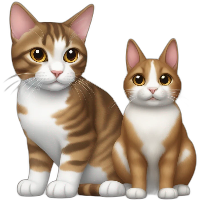 tabby brown and white cat with brown netherland dwarf rabbit emoji