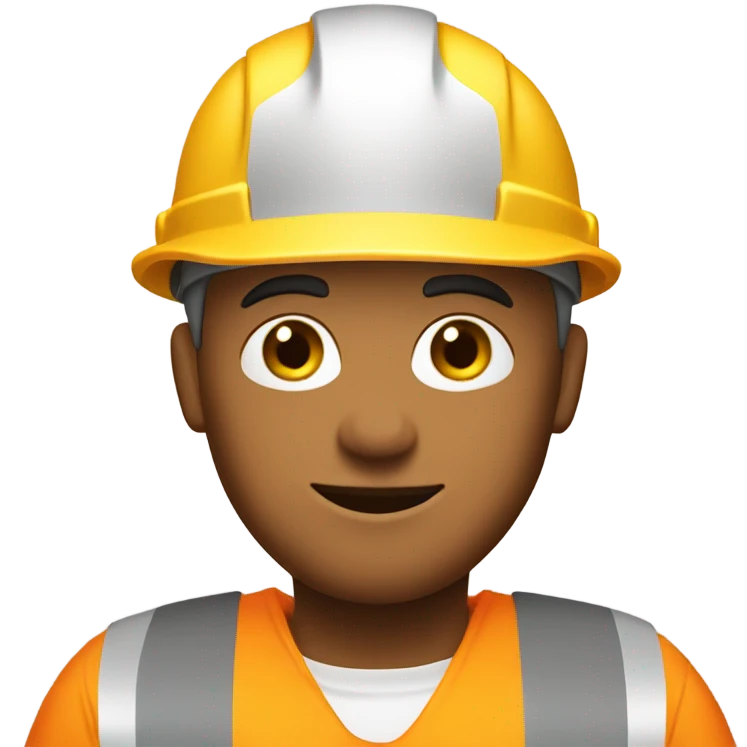 Construction worker wearing orange shirt with yellow sleeves and yellow hard hat. emoji
