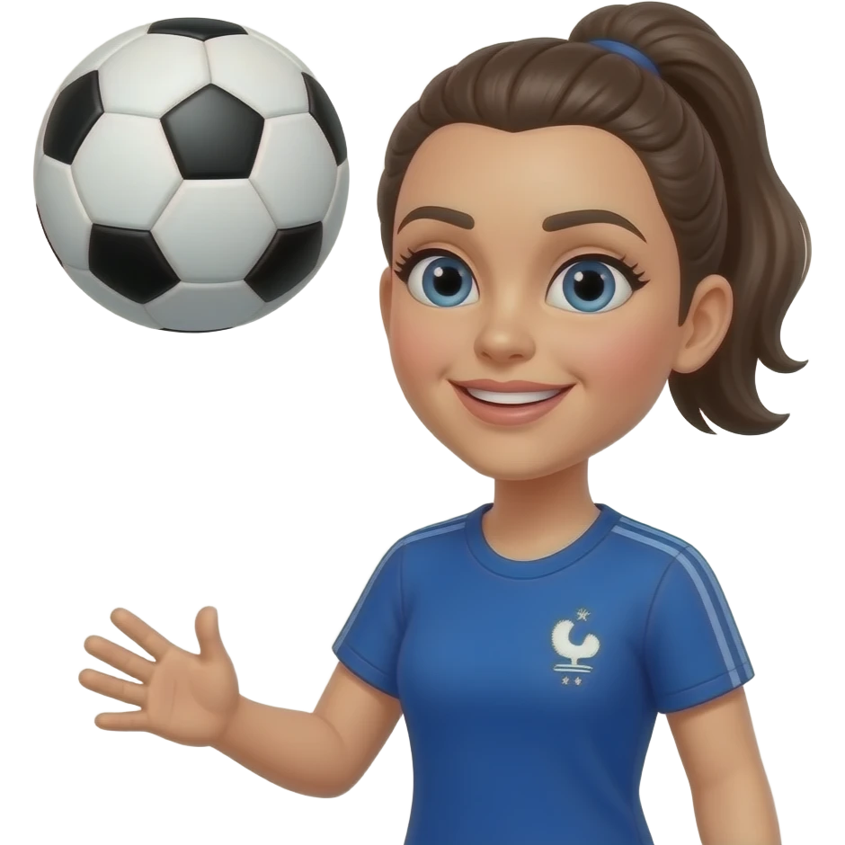 A woman playing French soccer who bounce the ball with her chest emoji