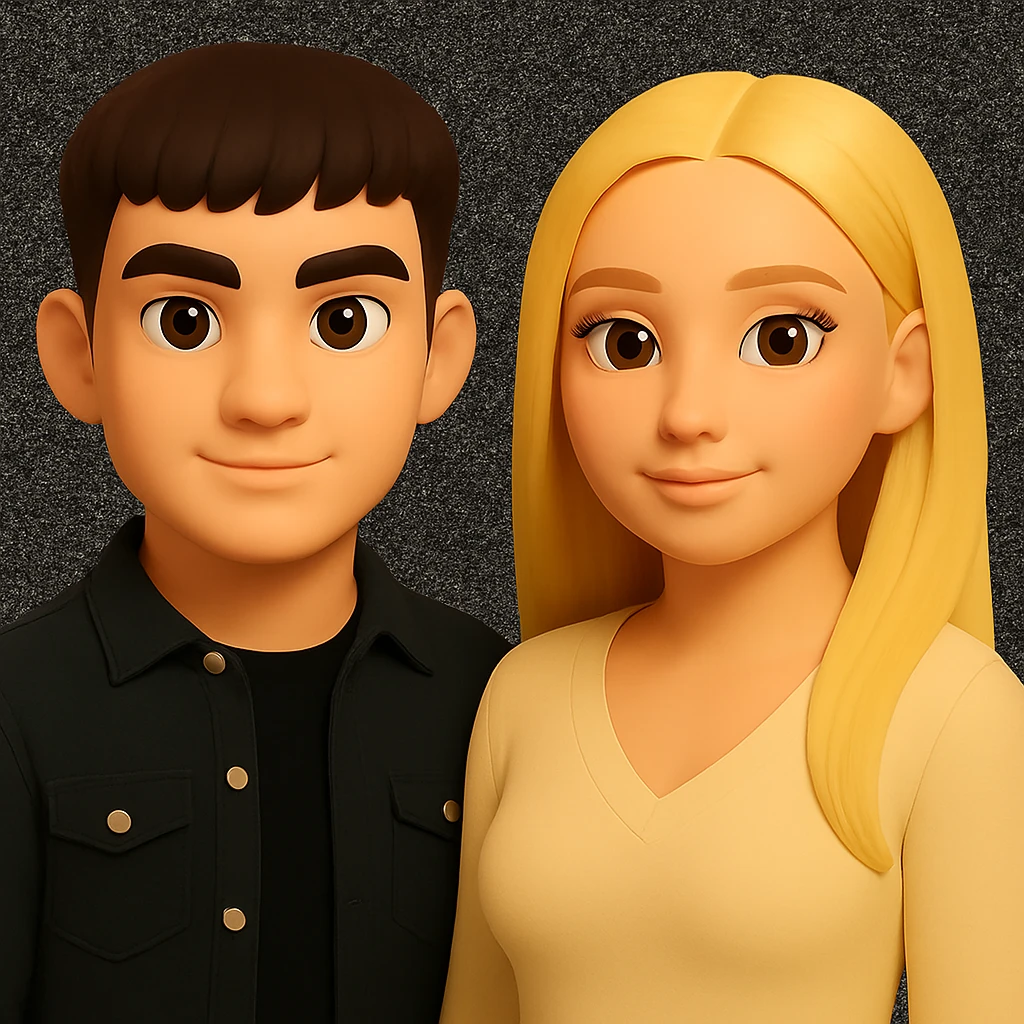 Keep the image unchanged except slightly spread the people apart from each other. Preserve the original style and background as is. emoji