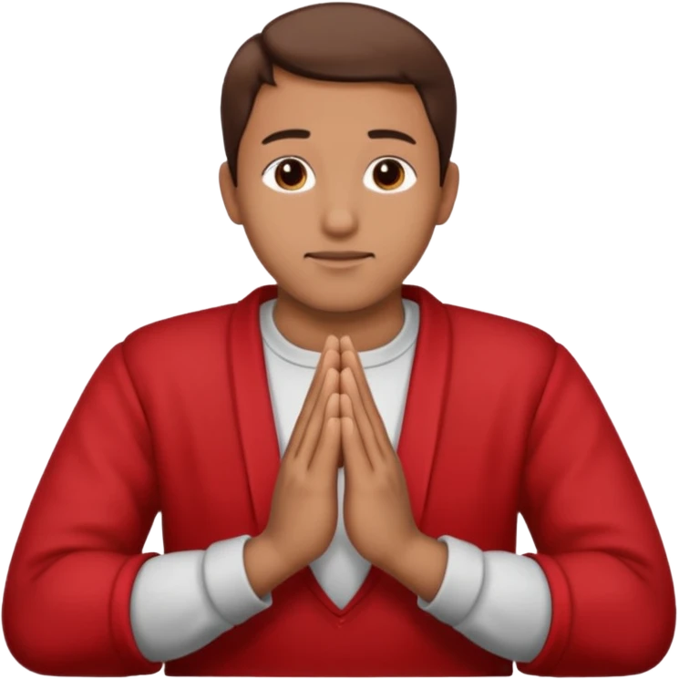 Brown praying hands with red sleeves hands only emoji