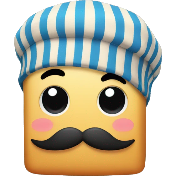Cube with a striped shirt a moustache and baret emoji