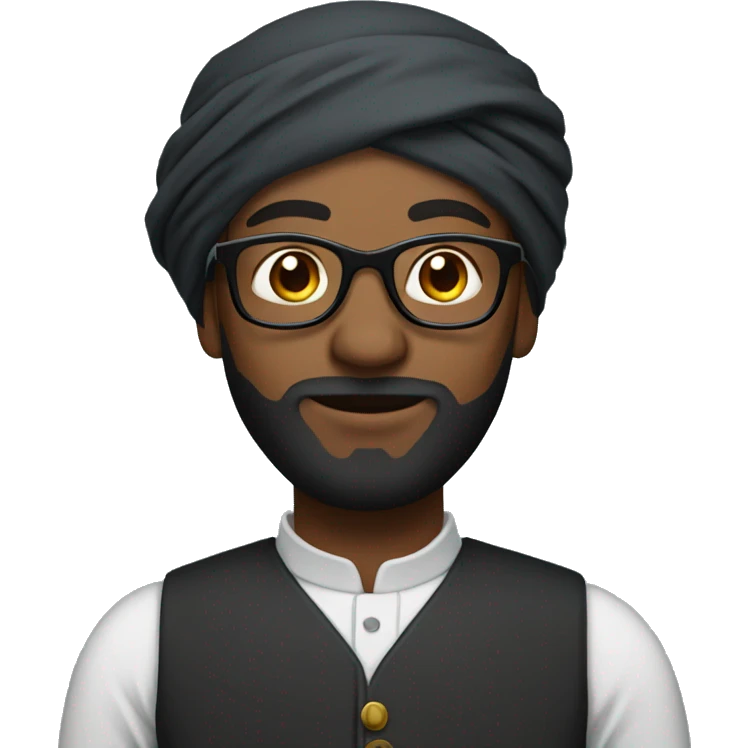black man with turban with black beard with glasses emoji