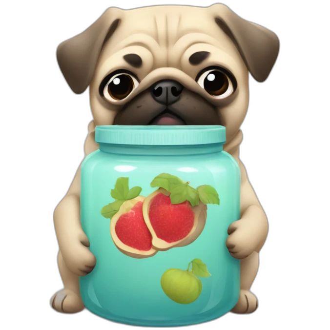 pug hugging jar of figjam emoji